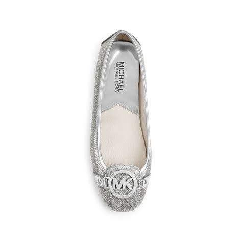 michael kors fulton moc silver glitter|michael kors metallic leather moccasin.